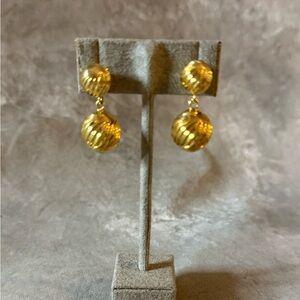Elegant 14K Solid Gold Balls Drop Earrings